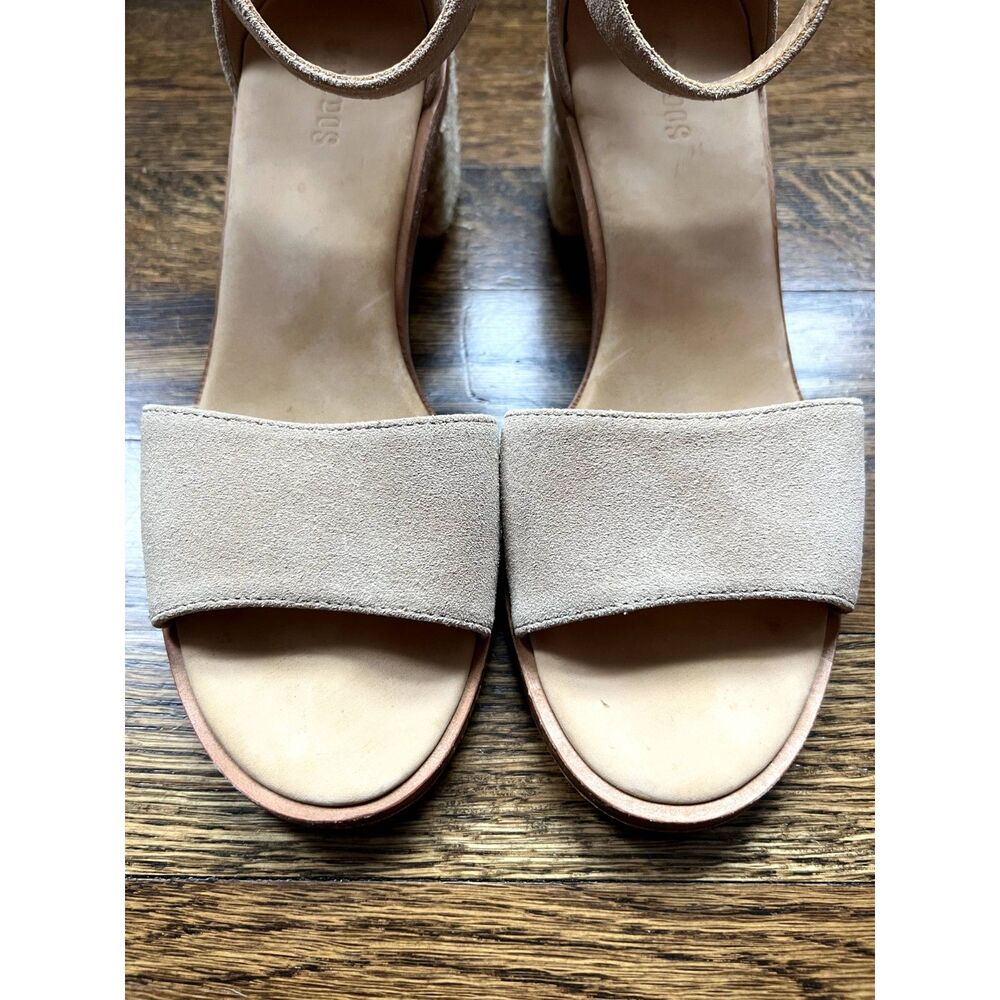 Soludos Capri Block-Heel Raffia & Suede Sandals Nude Women's Size 6.5 - Picture 6 of 12